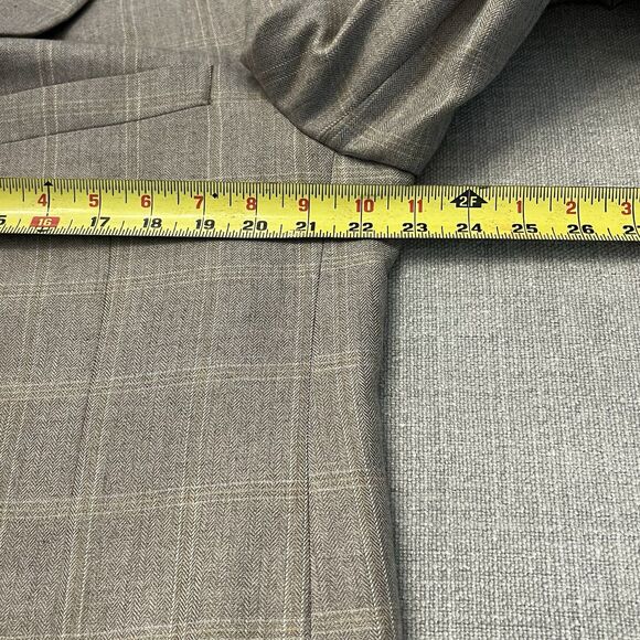 Hickey Freeman Madison Mens Beige Windowpane Cashmere Silk Sport Coat 46R - Picture 6 of 13